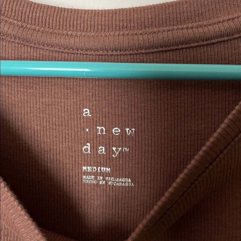 A New Day Brown Ribbed Long Sleeve Top - Picture 2 of 3